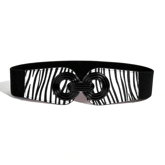0- 3 .Stylish Black and White Zebra waistband Print Belt synthetic fur. - Picture 1 of 11